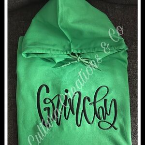 Green Embroidered Grinch Hoodie